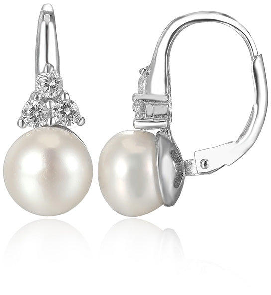 Beneto Boucles d'oreilles de luxe en argent avec véritable perle d'eau AGUC2251P - Diamètre : 0,6 cm