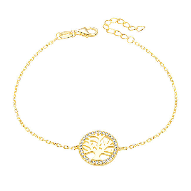 Beneto Gold plated silver bracelet with tree of life AGB485-20-gold