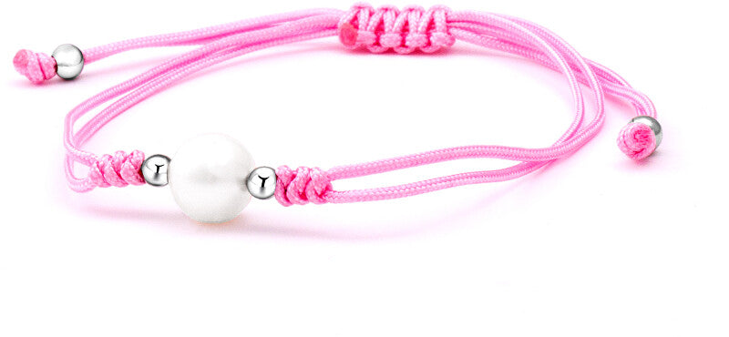Beneto exclusive Bracelet Kabbale en dentelle rose avec véritable perle AGB540