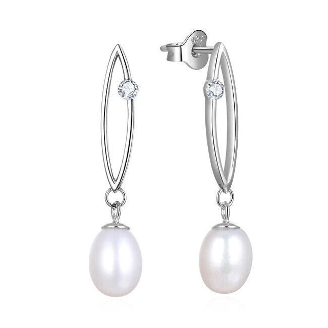 Beneto Boucles d'oreilles en argent avec véritables perles AGUC2615P