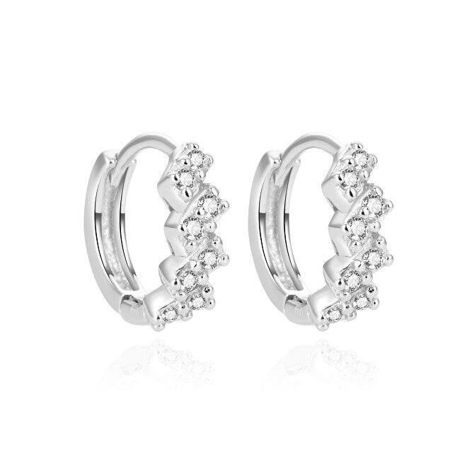 Beneto Silver Runda Glitterörhängen med Zirconia AGUC2122L