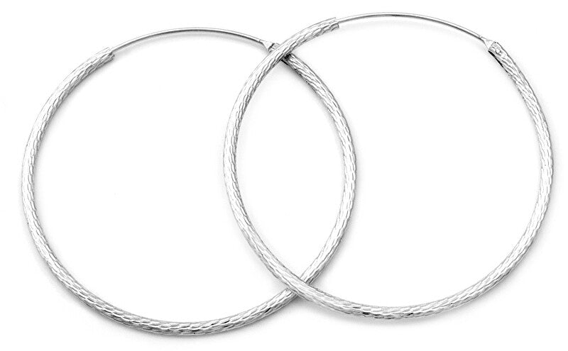 Beneto AGUC1240 Glitter Silver Runda Örhängen - Diameter: 4,5cm