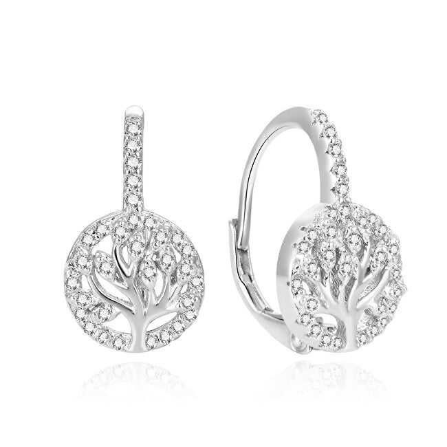Beneto Silver Glitter örhängen med Zirconia Tree of Life AGUC386L
