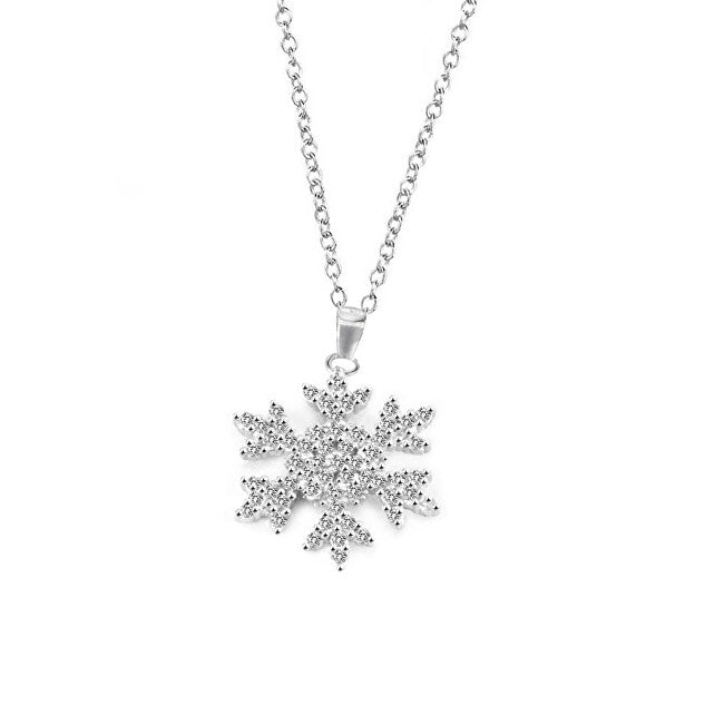 Beneto Collana in argento glitterato Snowflake AGS1333-47