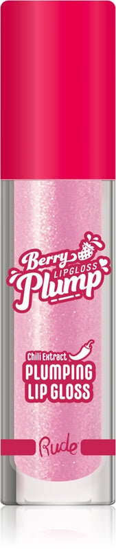 Rude Cosmetics Berry Plump Feuchtigkeitsspendender Lipgloss Volumengebende Farbe Pink Zucker 4 g