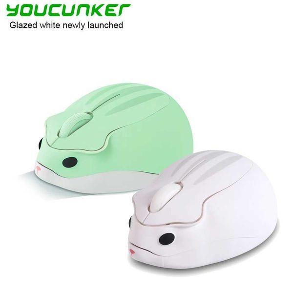 Mice 2.4G wireless mouse cute cartoon hamster shaped USB computer mini white mouse optical ergonomic felt laptop gift CL241230