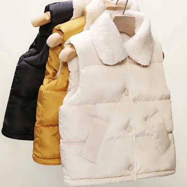 New Arrival New Childrens Down Cotton Waist Coat with Wool Lining Boys and Girls Baby Coat Autumn Collar Cardigan Warm Coat Z241004