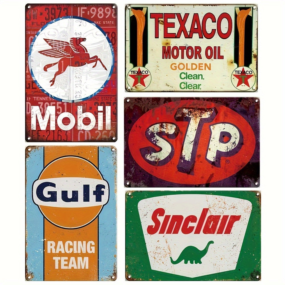 TEMU (5 Pcs Combo ) Vintage Metal Tin Signs Retro Garage Signs For Men Wall Decorations Old Posters Oil And Gas Station Sign Man Cave Decor 8×12