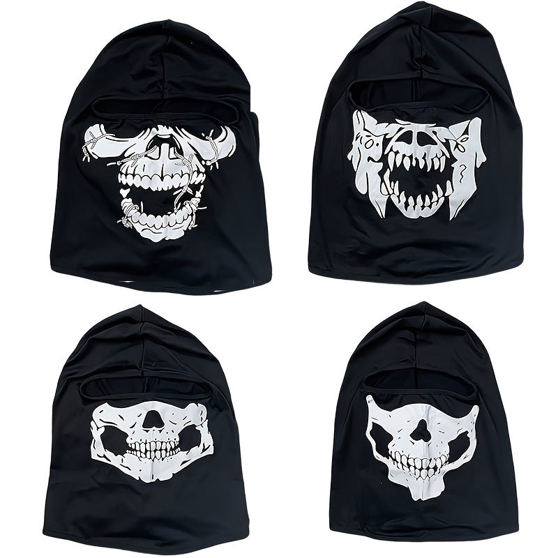 TEMU 4pcs Balaclava Face Masks, Breathable Polyester Knit Fabric, With Toggle Closure, Machine Washable, Camouflage Pattern For Hiking, Cycling,