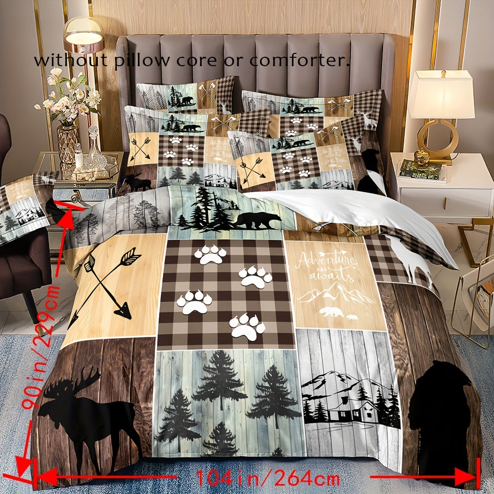 TEMU Brown Animal Bedding Set With Quilt Cover