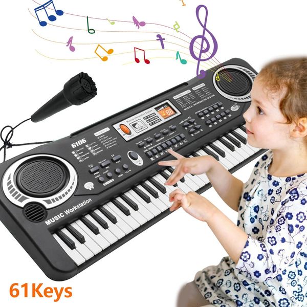 Keyboards Piano Kids Electronic Piano Keyboard Portable 61 Keys Organ with Microphone Education Toys Musical Instrument Gift for Child Begin
