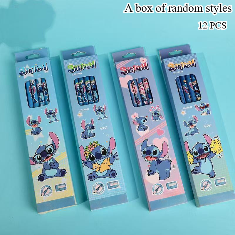 TEMU Stitch Pencils, Stitch Printed Pattern, Drawing Wood Pencils With Eraser, Perfect Gift Birthday Present For Office, Writing And School