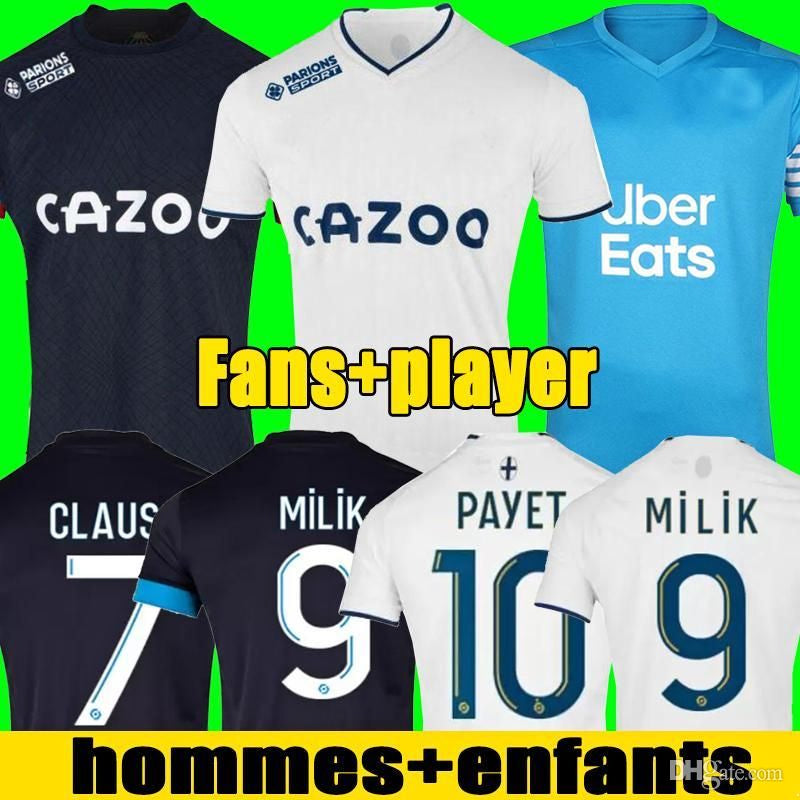 New 21 22 23 soccer jerseys 2021 2022 2023 MarseilleS MILIK maillot foot CUISANCE GUENDOUZI BENEDETTO GERSON PAYET CLAUSS football shirts men kids k