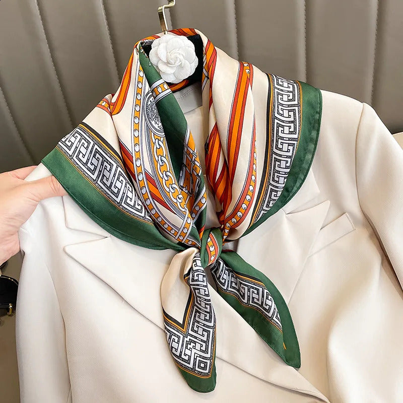 Square Silk Scarf for Women Hijab Hair Bands Neckerchief Female Satin Shawl Ribbon Headband Fashion Wraps Bandana 241019