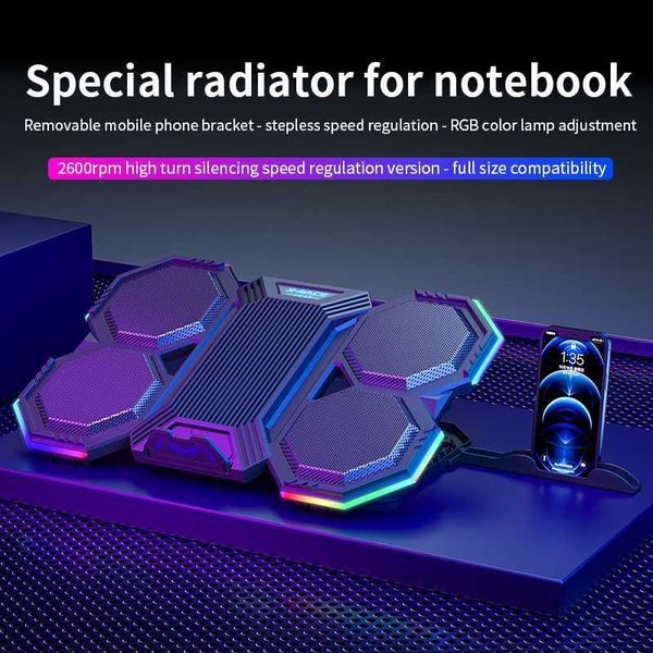 Laptop Cooling Pads X-Race Notebook Radiator Air cooler laptop Stand with 6 fans Computer cooler Fan Base mute Suitable for 12-21 inche cool