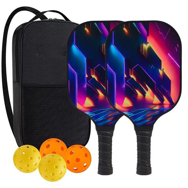 High-Performance Fiberglass Pickleball Paddle for Competitive Outdoors Games 2 Paddle & 4 ball & 1 bag 9977