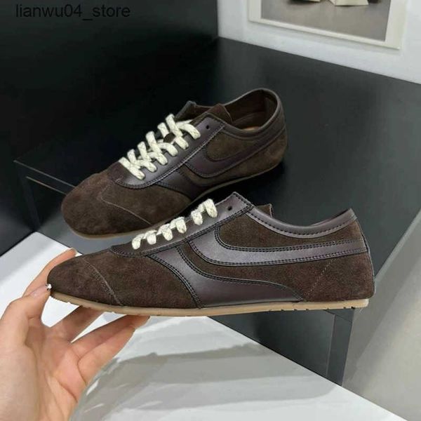 Casual Shoes German Training Shoes Women 2024 New Genuine Leather Women Sneakers Flat Lace-up Retro Large Size Forrest Gump Shoes Women H250