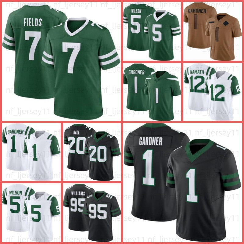 7 Justin Fields Ahmad Sauce Gardner Football Jersey Breece Hall Garrett Wilson Quinnen Williams Quincy Joe Klecko Wayne Chrebet Braelon Allen Travis