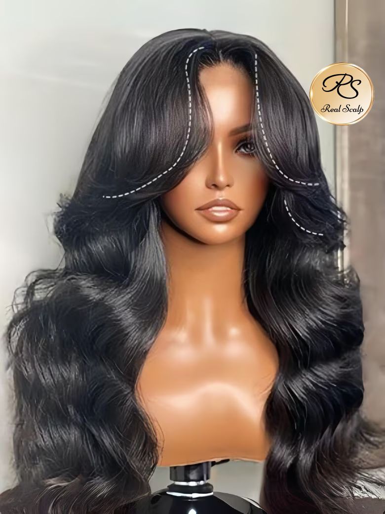 Real Scalpâ¢ Wig 13x4 Invisible Lace Frontal Loose Wave with Face Framing Curtain Bangs