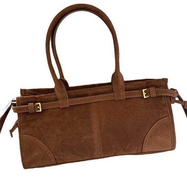 Belt buckle frosted suede handbag 2024 new shoulder bag armpit bag womens bag B252 X241125