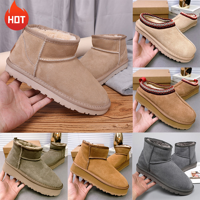 uggssneaker Tazz Slippers for Men Women Snow Winter Fur Slipper Mens Womens Suede Wool Ankle