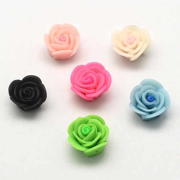 Handmade Polymer Clay 3D Flower Rose Beads