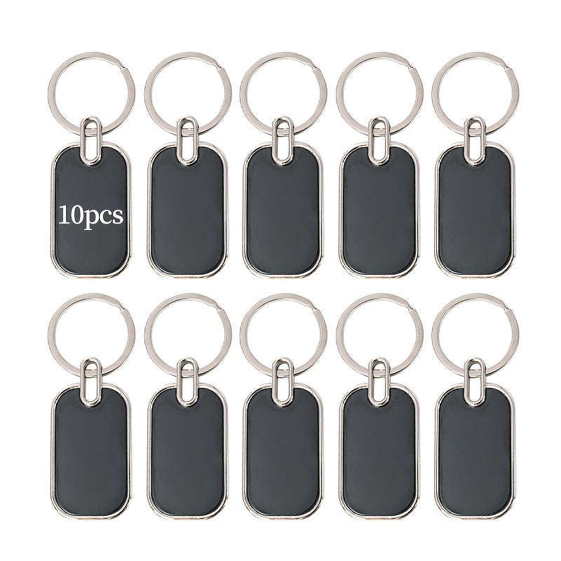 TEMU 10pcs Blank Black Laser Metal Keychain Diy Craft Kit