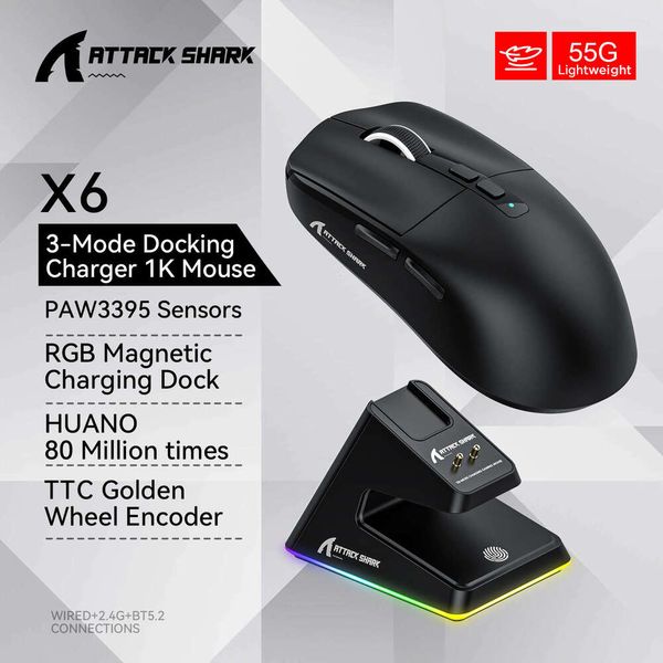 X6 Bluetooth Tri-Mode Connection RGB Touch Magnetic Charging Base, ro Gaming Mouse