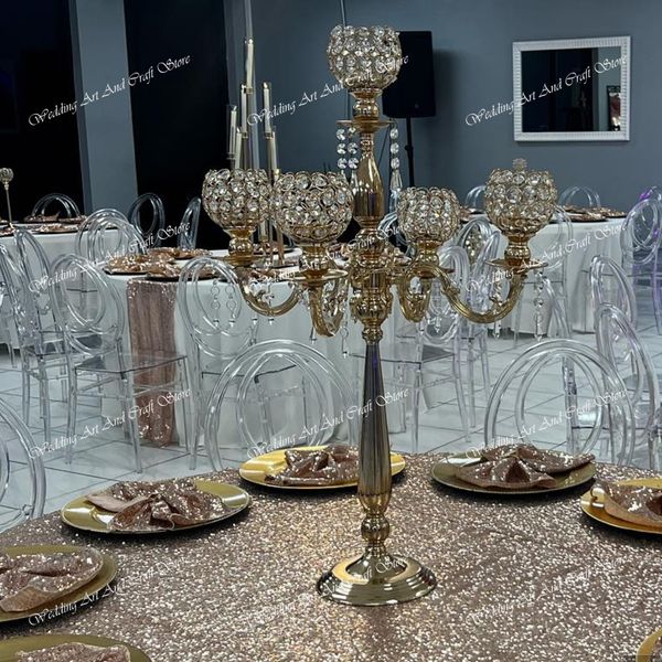 75cm to 100cm)Wedding table decoration crystal chandelier gold wedding centerpiece trumpet vase for wedding centerpieces crystal flower cent