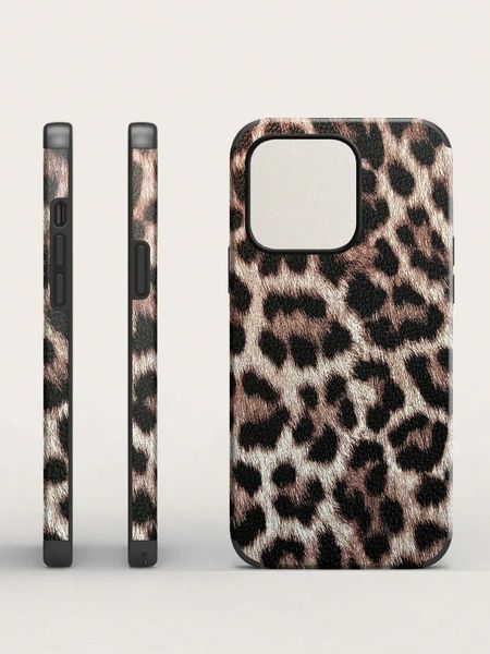 1 Leopard Print Pu leather anti fall and shock-absorbing strap rotating design leather craftsmanship phone soft case suitable for iPhone X25