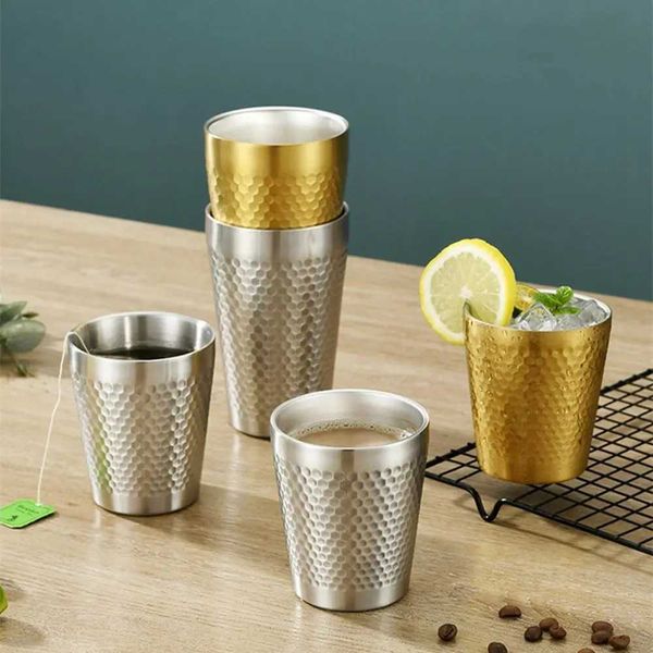 Large Capacity Unbreakable Bar Mug Stainless Steel Diamond Hammer Coffee Cup Water Cup Mug Beer Cup Pint CupsM240803