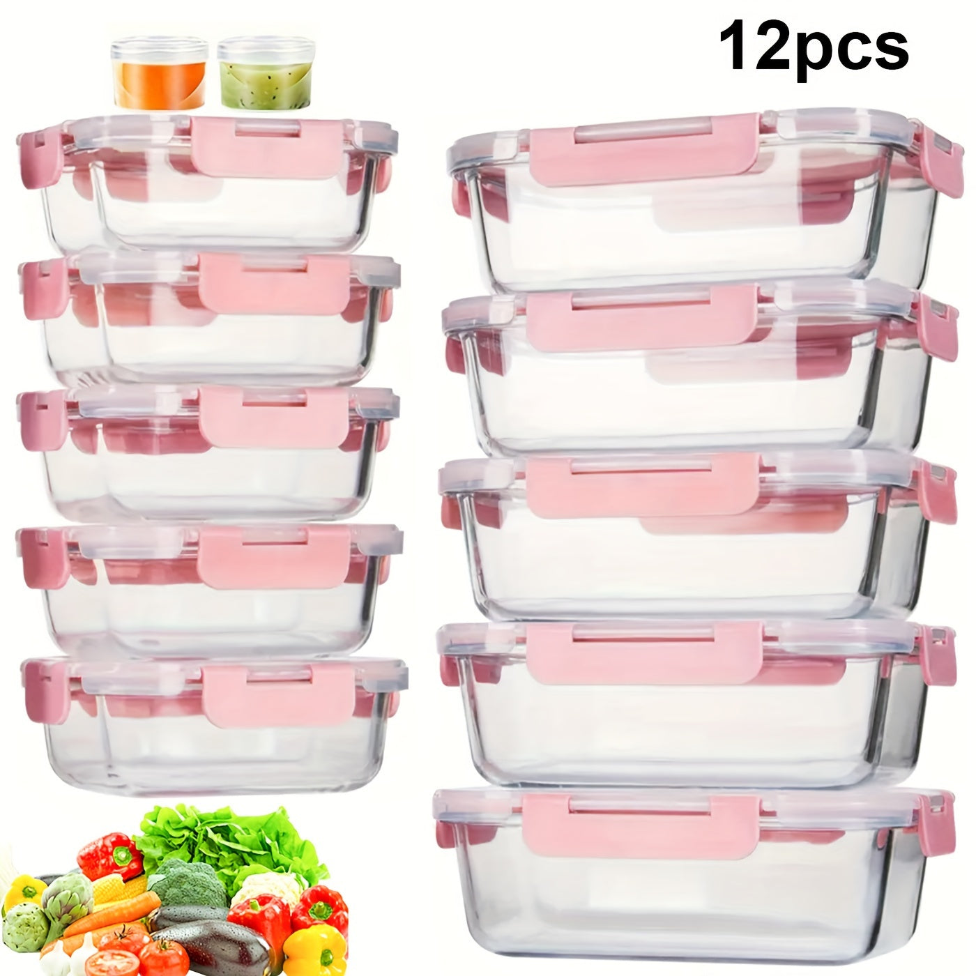 TEMU 12pcs Glass Meal Prep Containers, Food Storage Containers With Lids Airtight, Glass Lunch Boxes, Microwave, Oven, Freezer And Dishwasher Safe