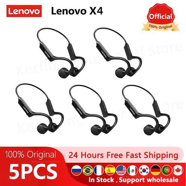 Headsets 5PCS Lenovo X4 - X3pro Bone Conduction Original Bluetooth Headphones X3 Air Conduct Wireless Earphone With Mic Sports Headset J2401