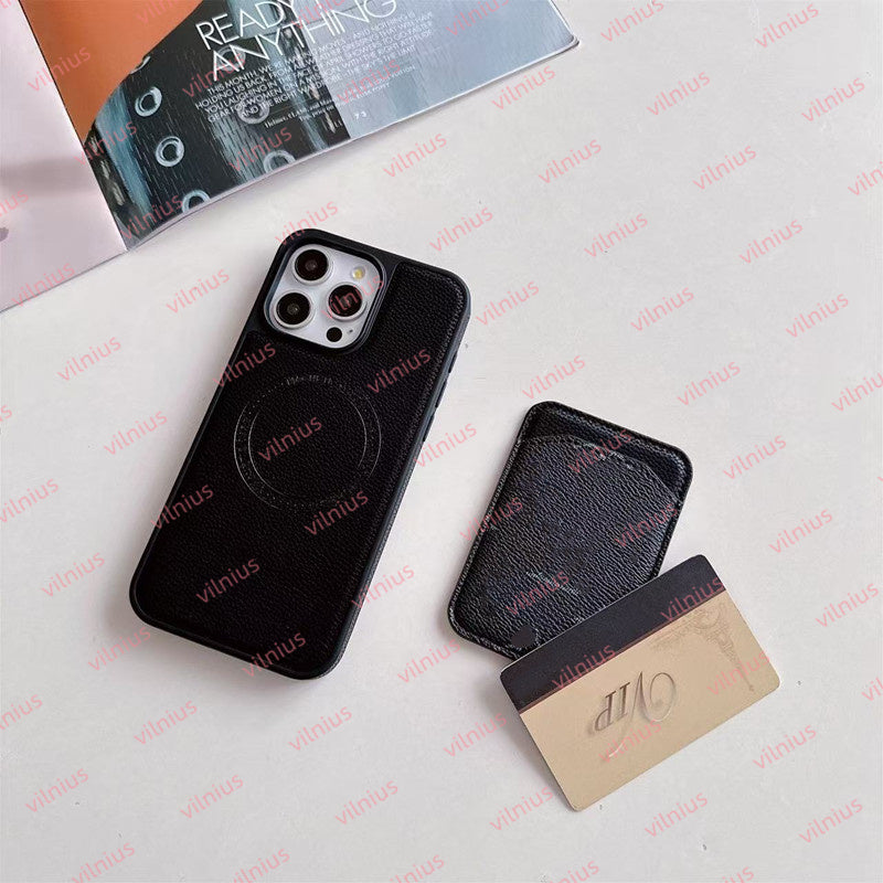 Designer MagSafe Magnetic Card Holder iPhone 17 pro max 16 15 14 13 Pro Phone Case Hi All Fitted Leather Universal Card Holders Cover for ID Bank Bu