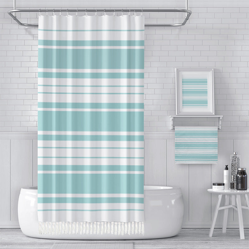 YL-37313 New arrival Modern simple striped tassel shower curtain Bathroom toilet partition curtain