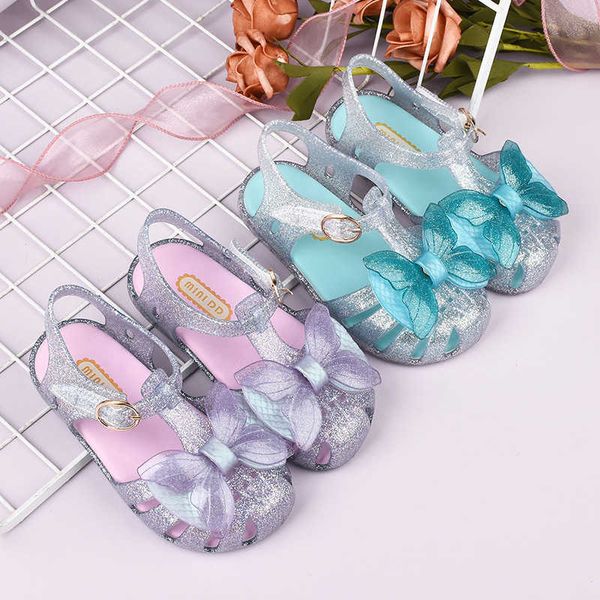 Sandals 2022 summer new girls shoes Baotou Velcro sandals 3-6 years old childrens flat shoes H240828