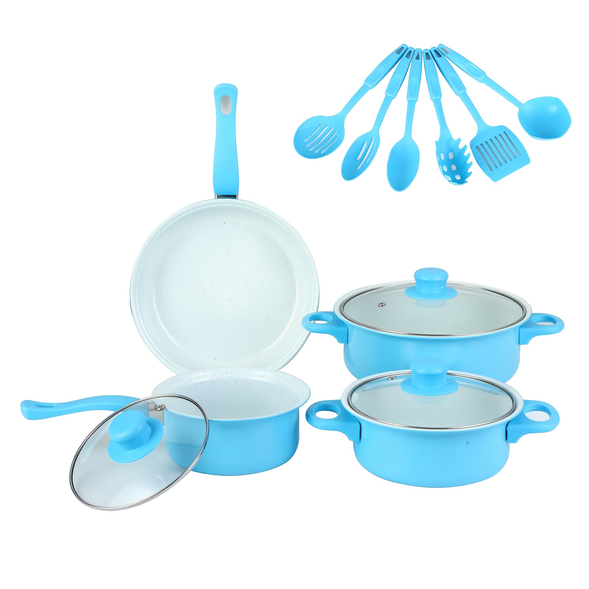 TEMU A Perfect Piece Cookware Set With , Pan, Saucepan, Ramekin And Multiple Spatulas, Easy To Clean, Great For Home Use, Easter, Thanksgiving,