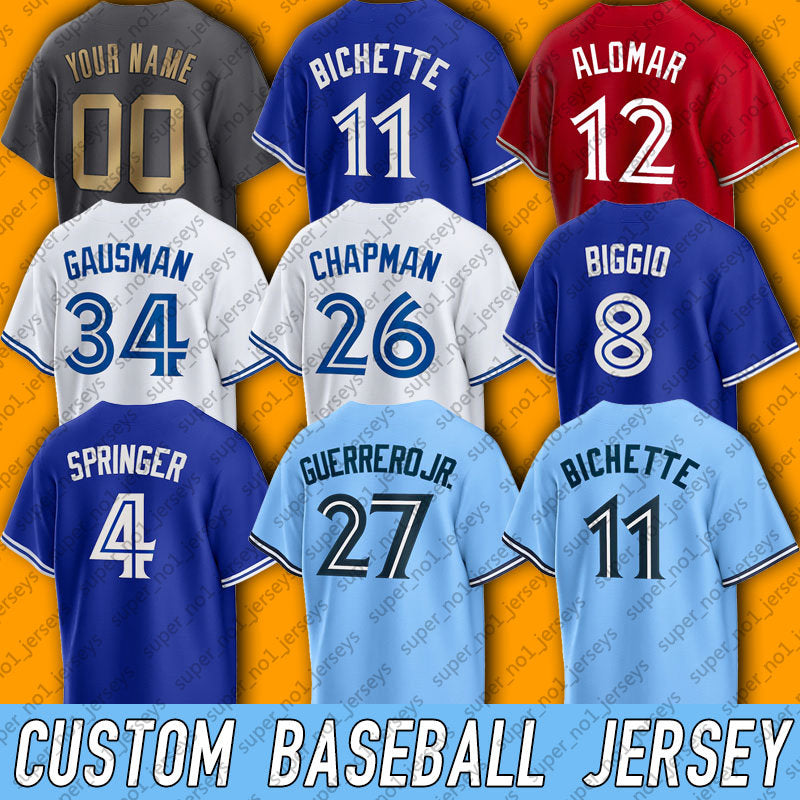 11 Bo Bichette Baseballl Jersey Vladimir Guerrero Jr Alek Manoah George Springer Matt Chapman Jerseys Kevin Kiermaier Gausman Jose Berrios Kirk Whit