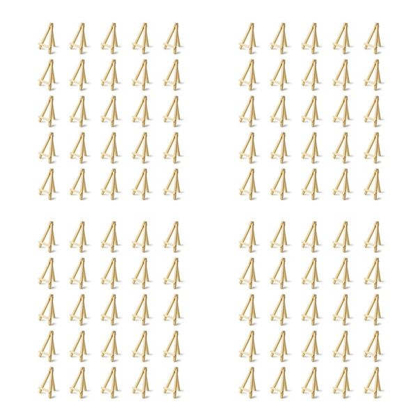 100 Pieces Of Mini 5 Inch Wooden Easel. Business Cards Display Pos Small Canvases Classroom DIY Arts And Crafts 240129