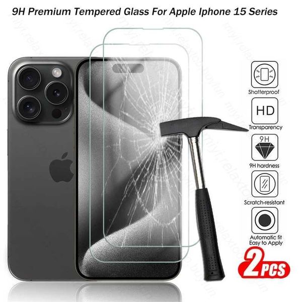 Cell Phone Screen Protectors 2PCS Full Cover Tempered Glass For Iphone 15 Pro Max Explosion-Proof HD Screen Protector Film On Iphone15 ProMa