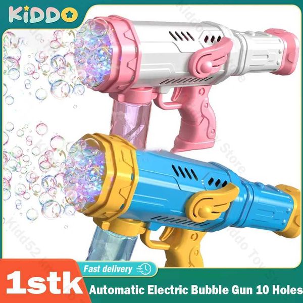 Baby Bath Toys Automatic Electric Bubble Gun 10 Holes Rocket Bubble Machine blower Maker Soap Water with LED Toy for Children Wedding Party
