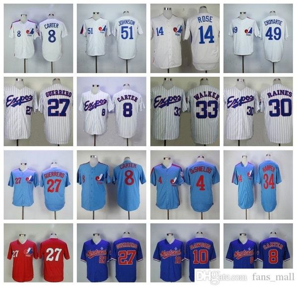 Baseball 8 Gary Carter Montreal Expos 10 Andre Dawson Jerseys 27 Vladimir Guerrero 30 Tim Raines 45 Pedro Martinez 34 Harper 37 Steve Jersey