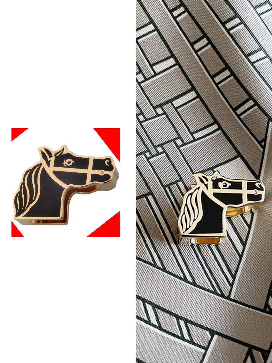 Cadrige Ring Muffler Ring Scarfs Scarves Buckle Metal Shawls Button Golden Red Horse Head Accessories Bandanas Holder Accessories Black