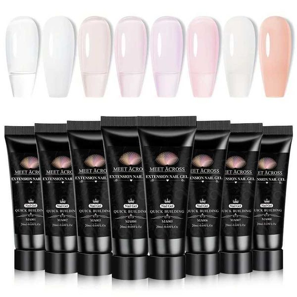 MEET ACROSS 20ml Poly Extension Gel Nail Polish Clear Nude Crystal Glitter Quick Building Poly Gel UV Nail Art Extension DesignCL240711