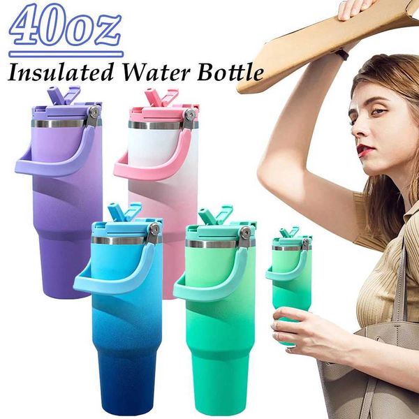 40oz Insulated Gradient Tumbler Stainless Steel Reusable Travel Mug Keep Cold Hot Thermal Coffee Car Cup for Cold Hot BeveragesCL240809