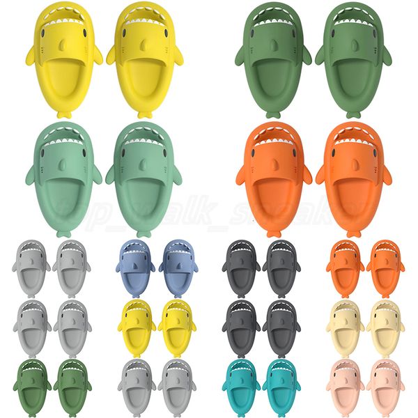 Summer Home Women Shark Slippers Anti-skid EVA Solid Color Couple Parents Outdoor Cool Indoor Household Funny Shoes AC3