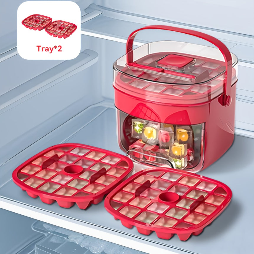 TEMU Large Capacity Tray- Double Layer Type Ice Cube Mold, Food Grade Plastic Refrigerator Storage Tray, Suitable For Refrigerator, Coffee, Juice,