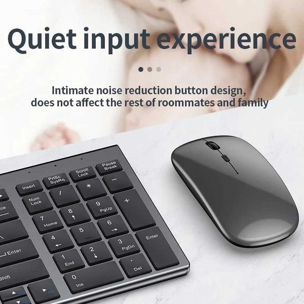 Keyboard Mouse Combos Wireless Keyboard and Mouse Combo Bluetooth Rechargeable Full Size Multi-Device Wireless Keyboard Mouse Combo
