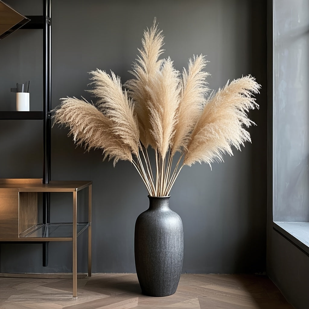 TEMU 10 Stalks Of 45 Inch (about 115cm Tall) Pampas Grass, Suitable For High End Decoration Ideal For Floor Vases, Living Room Floors, Floor Plants,