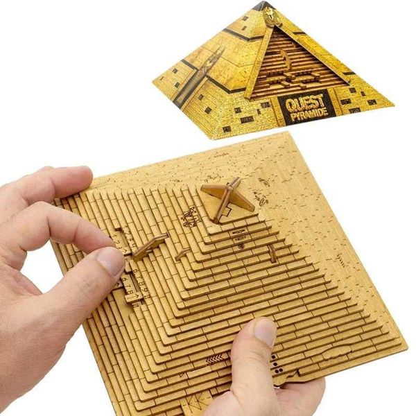 Quest Pyramid Wooden 3D Puzzle Box With Secret Compartment High Difficulty IQ Games Brain Teaser For Adults Kids Birthday Gifts CL240817